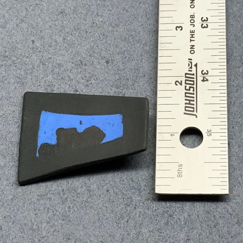 Abstract Trapezoid Pin Pendant Brooch 2.25 In Blue Black Clay Unisex Retro BoHo - Picture 6 of 6